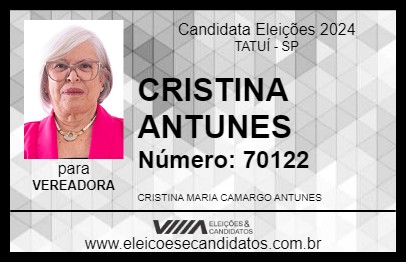 Candidato CRISTINA ANTUNES 2024 - TATUÍ - Eleições