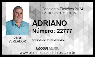 Candidato ADRIANO DO EDÃO 2024 - PATROCÍNIO PAULISTA - Eleições