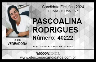 Candidato PASCOALINA RODRIGUES 2024 - PITANGUEIRAS - Eleições