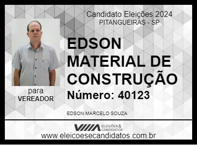 Candidato EDSON MATERIAL DE CONSTRUÇÃO 2024 - PITANGUEIRAS - Eleições