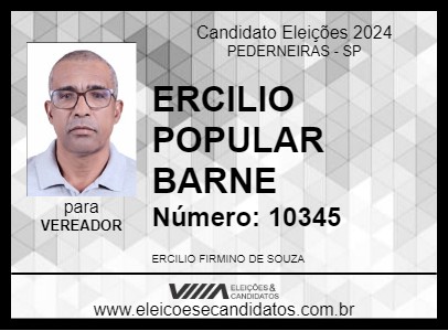 Candidato ERCILIO POPULAR BARNE 2024 - PEDERNEIRAS - Eleições