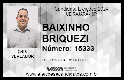 Candidato BAIXINHO BRIQUEZI 2024 - UBIRAJARA - Eleições