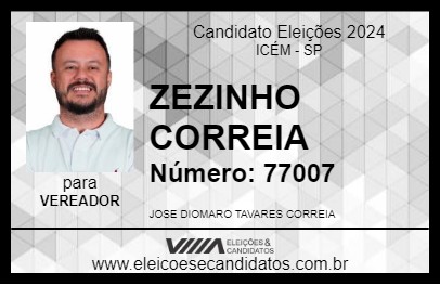 Candidato ZEZINHO CORREIA 2024 - ICÉM - Eleições