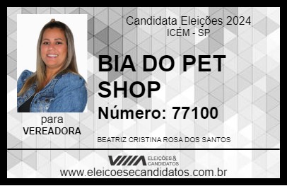 Candidato BIA DO PET SHOP 2024 - ICÉM - Eleições