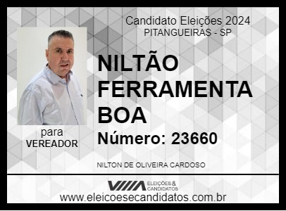 Candidato NILTÃO FERRAMENTA BOA 2024 - PITANGUEIRAS - Eleições