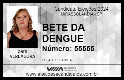 Candidato BETE DA DENGUE 2024 - MIRASSOLÂNDIA - Eleições