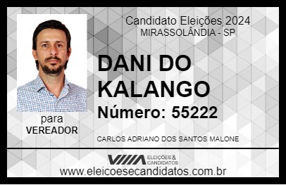 Candidato DANI DO KALANGO 2024 - MIRASSOLÂNDIA - Eleições