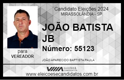 Candidato JOÃO BATISTA JB 2024 - MIRASSOLÂNDIA - Eleições