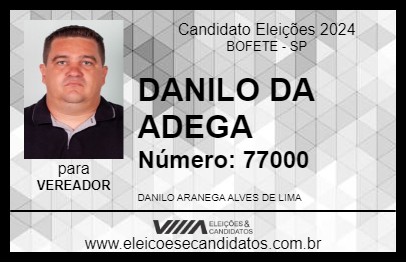 Candidato DANILO DA ADEGA 2024 - BOFETE - Eleições