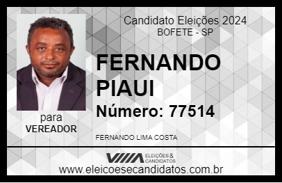 Candidato FERNANDO PIAUI 2024 - BOFETE - Eleições