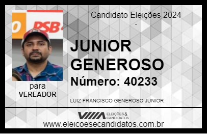 Candidato JUNIOR GENEROSO 2024 - ITAPEVA - Eleições