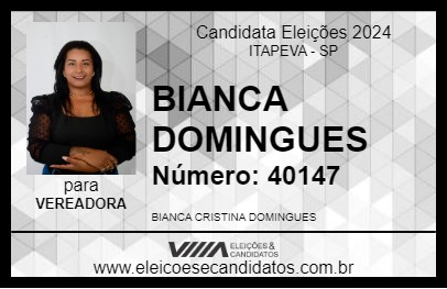 Candidato BIANCA DOMINGUES 2024 - ITAPEVA - Eleições