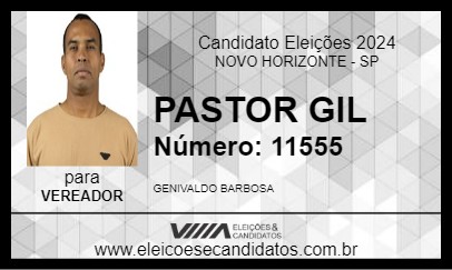 Candidato PASTOR GIL 2024 - NOVO HORIZONTE - Eleições