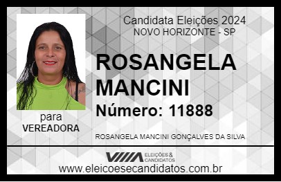 Candidato ROSANGELA MANCINI 2024 - NOVO HORIZONTE - Eleições