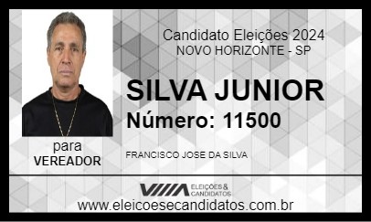 Candidato SILVA JUNIOR 2024 - NOVO HORIZONTE - Eleições