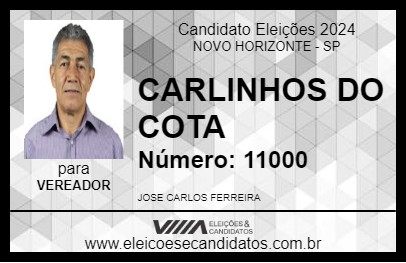 Candidato CARLINHOS DO COTA 2024 - NOVO HORIZONTE - Eleições