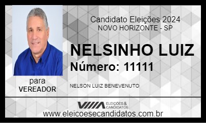 Candidato NELSINHO LUIZ 2024 - NOVO HORIZONTE - Eleições