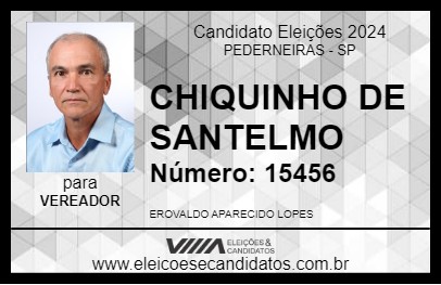 Candidato CHIQUINHO DE SANTELMO 2024 - PEDERNEIRAS - Eleições