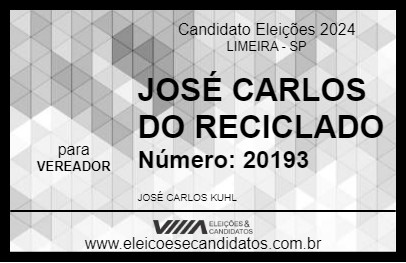 Candidato JOSÉ CARLOS DO RECICLADO 2024 - LIMEIRA - Eleições