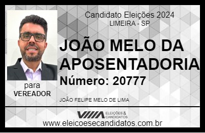 Candidato JOÃO MELO DA APOSENTADORIA 2024 - LIMEIRA - Eleições