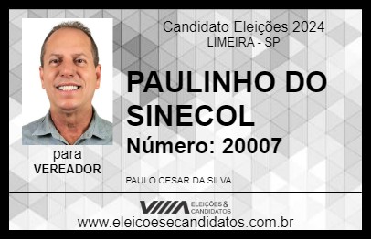 Candidato PAULINHO DO SINECOL 2024 - LIMEIRA - Eleições