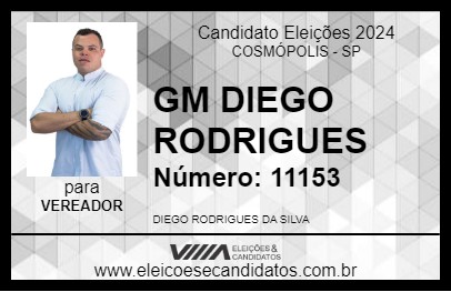 Candidato GM DIEGO RODRIGUES 2024 - COSMÓPOLIS - Eleições