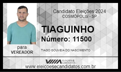 Candidato TIAGUINHO 2024 - COSMÓPOLIS - Eleições