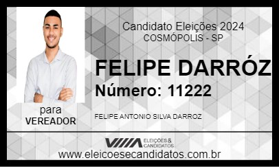 Candidato FELIPE DARRÓZ 2024 - COSMÓPOLIS - Eleições