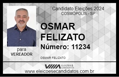 Candidato OSMAR FELIZATO 2024 - COSMÓPOLIS - Eleições