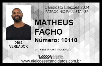 Candidato MATHEUS FACHO 2024 - PATROCÍNIO PAULISTA - Eleições