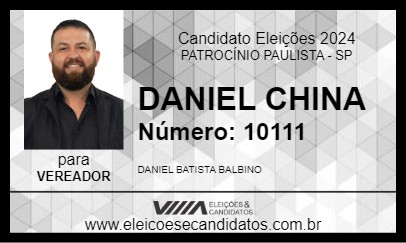 Candidato DANIEL CHINA 2024 - PATROCÍNIO PAULISTA - Eleições