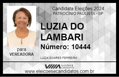 Candidato LUZIA DO LAMBARI 2024 - PATROCÍNIO PAULISTA - Eleições