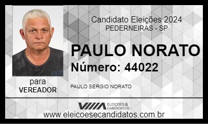 Candidato PAULO NORATO 2024 - PEDERNEIRAS - Eleições