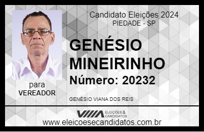 Candidato GENÉSIO MINEIRINHO 2024 - PIEDADE - Eleições