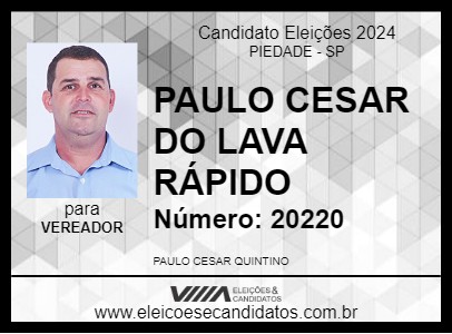 Candidato PAULO CESAR DO LAVA RÁPIDO 2024 - PIEDADE - Eleições