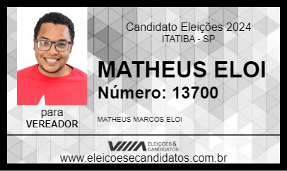 Candidato MATHEUS ELOI 2024 - ITATIBA - Eleições