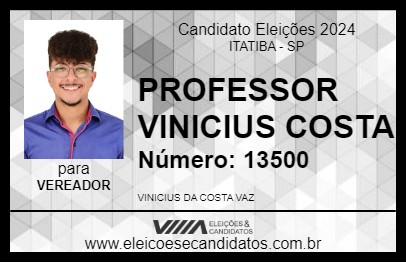 Candidato PROFESSOR VINICIUS COSTA 2024 - ITATIBA - Eleições