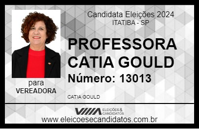 Candidato PROFESSORA CATIA GOULD 2024 - ITATIBA - Eleições