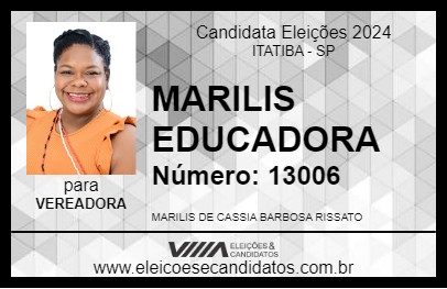 Candidato MARILIS EDUCADORA 2024 - ITATIBA - Eleições