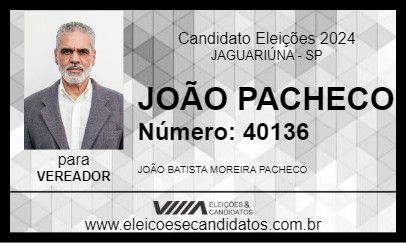 Candidato JOÃO PACHECO 2024 - JAGUARIÚNA - Eleições