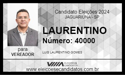 Candidato LAURENTINO 2024 - JAGUARIÚNA - Eleições