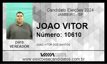 Candidato JOAO VITOR 2024 - JAMBEIRO - Eleições