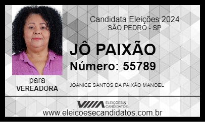 Candidato JÔ PAIXÃO 2024 - SÃO PEDRO - Eleições