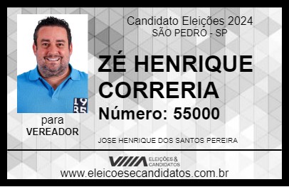 Candidato ZÉ HENRIQUE CORRERIA 2024 - SÃO PEDRO - Eleições