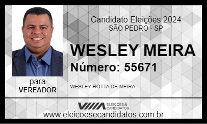 Candidato WESLEY MEIRA 2024 - SÃO PEDRO - Eleições