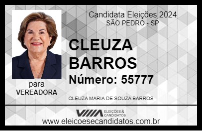 Candidato CLEUZA BARROS 2024 - SÃO PEDRO - Eleições