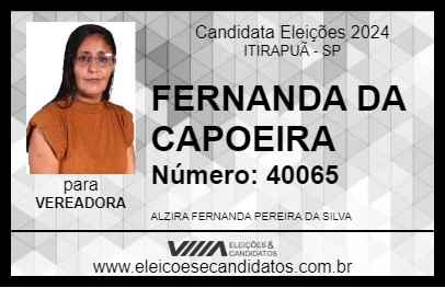 Candidato FERNANDA DA CAPOEIRA 2024 - ITIRAPUÃ - Eleições