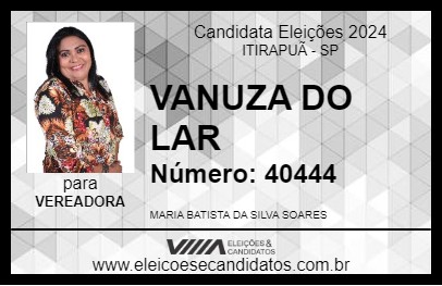 Candidato VANUZA DO LAR 2024 - ITIRAPUÃ - Eleições