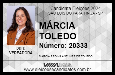 Candidato MÁRCIA TOLEDO 2024 - SÃO LUÍS DO PARAITINGA - Eleições