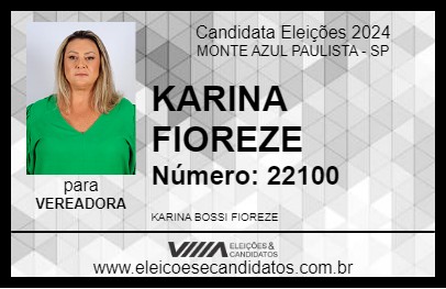 Candidato KARINA FIOREZE 2024 - MONTE AZUL PAULISTA - Eleições